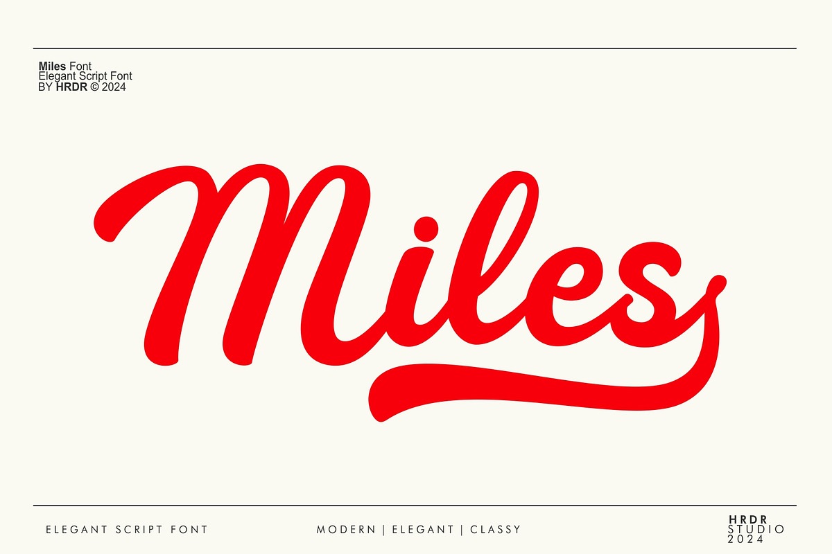Miles - Elegant Script Font, a Script Font by HRDR (Photo 1 of 11)