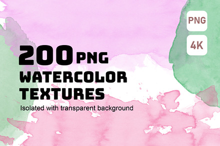 200 Watercolor Swatches Clipart, PNG