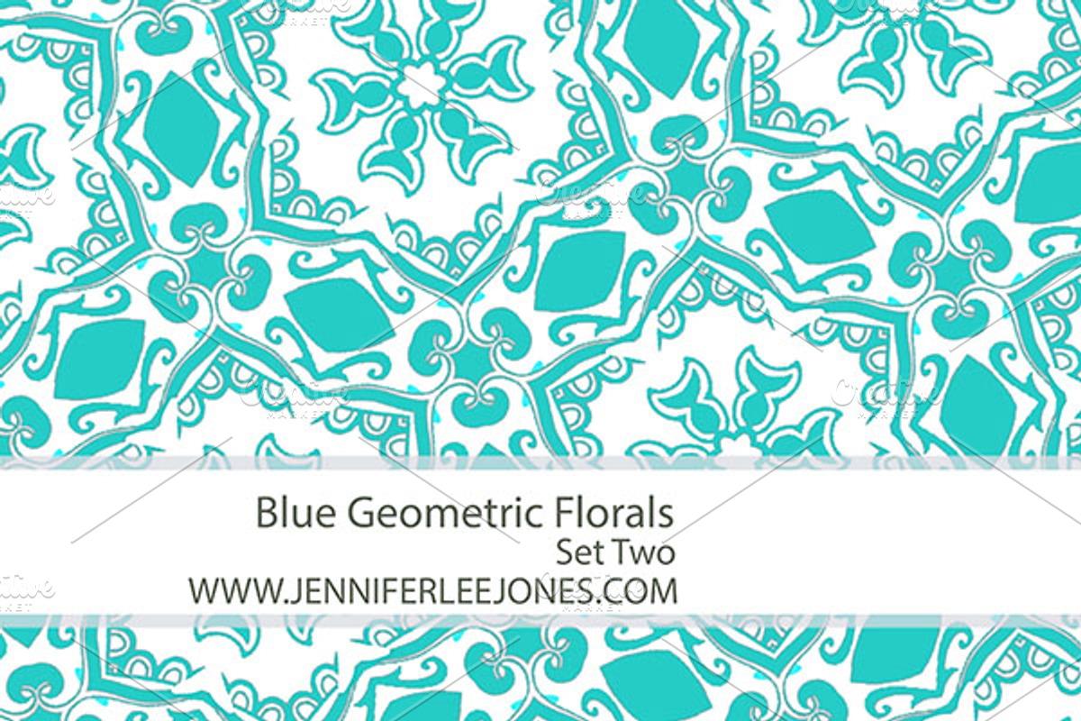 Blue Geometric Florals - Set Two preview 5