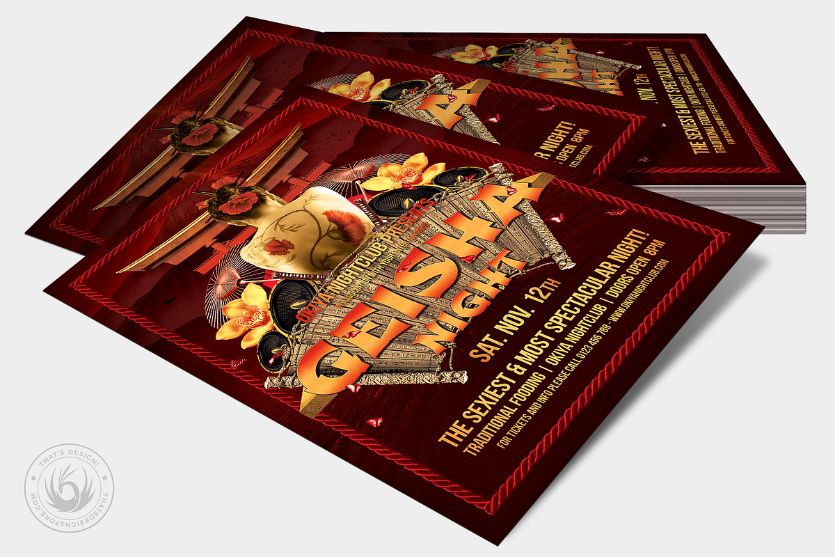 Geisha Night Flyer Template V1, a Flyer Template by ThatsDesignArt (Photo 6 of 7)