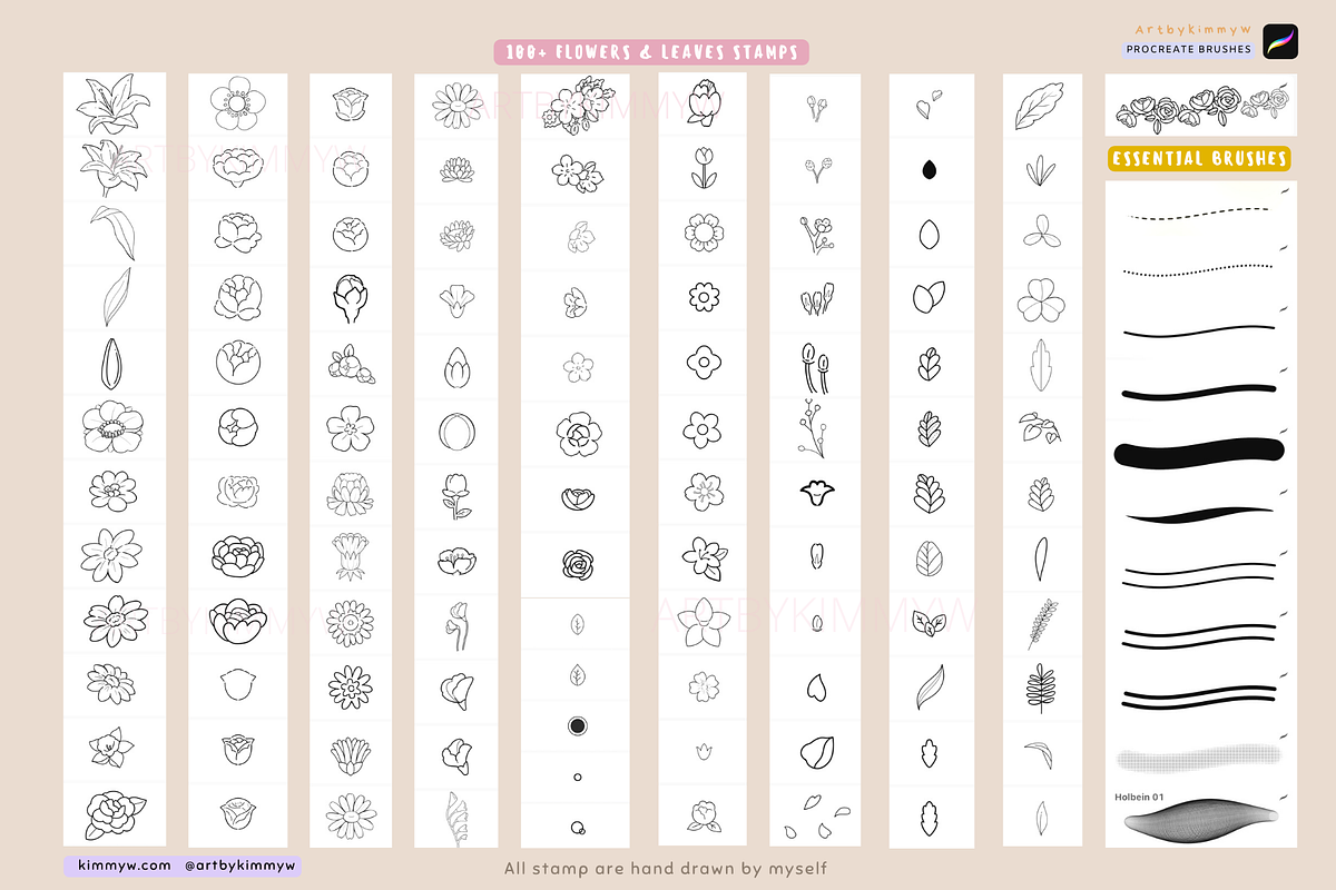 Procreate Kawaii Flowers Bundle, a Brush Add-On by Artbykimmyw (Photo 2 of 8)