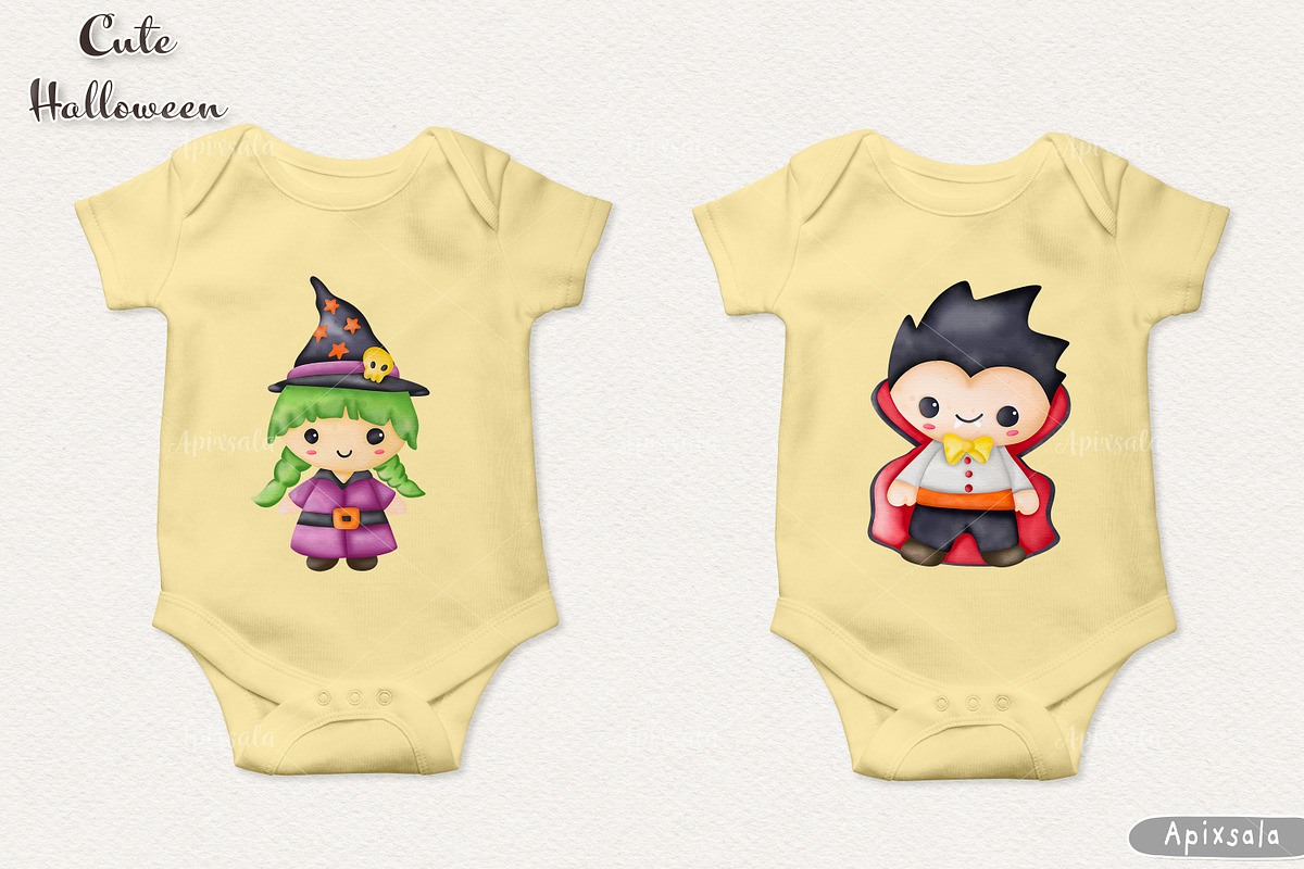 Cute Halloween Watercolor Clipart, a Person Illustration by Apixsala (Photo 5 of 7)