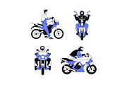 Bikers on motorcycles set, pattern, a Transportation Illustration by PaperTrident (Thumbnail 5 of 8)