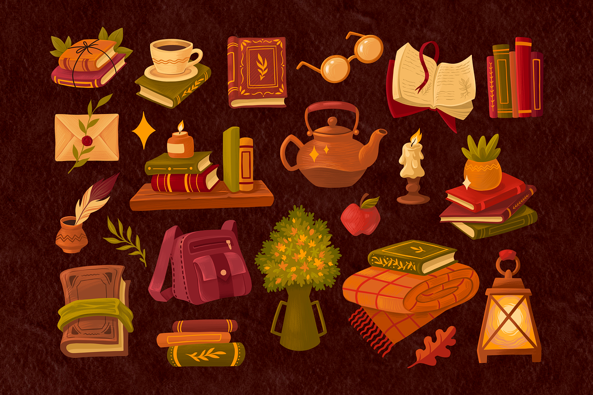 Cozy Dark Academia Clipart - Books, an Education Illustration by Moon House Shop (Photo 6 of 6)