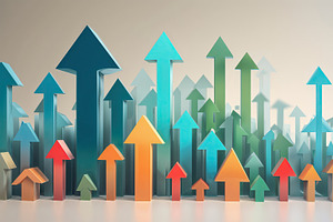 Displaying multicolored 3D arrows, an Illustration by wavebreak