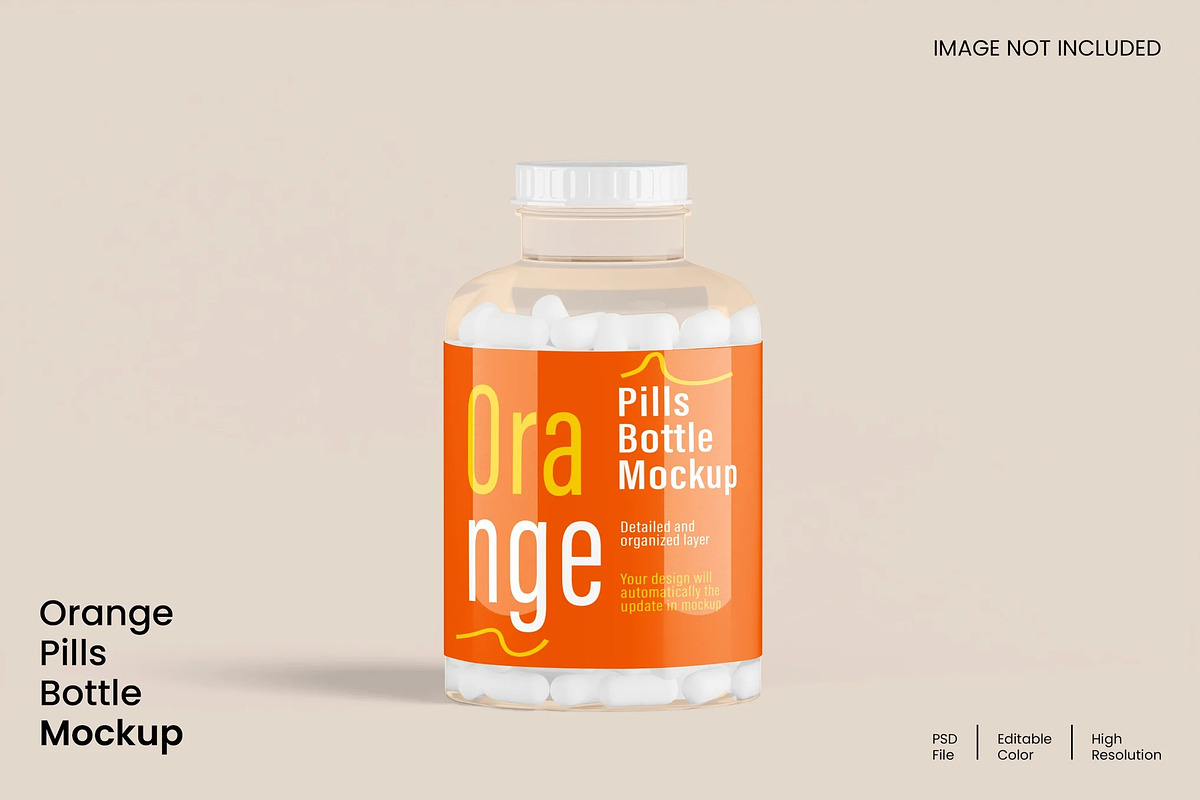Orange Pills Bottle Mockup, an Advertising Mockup by renderstockmarket