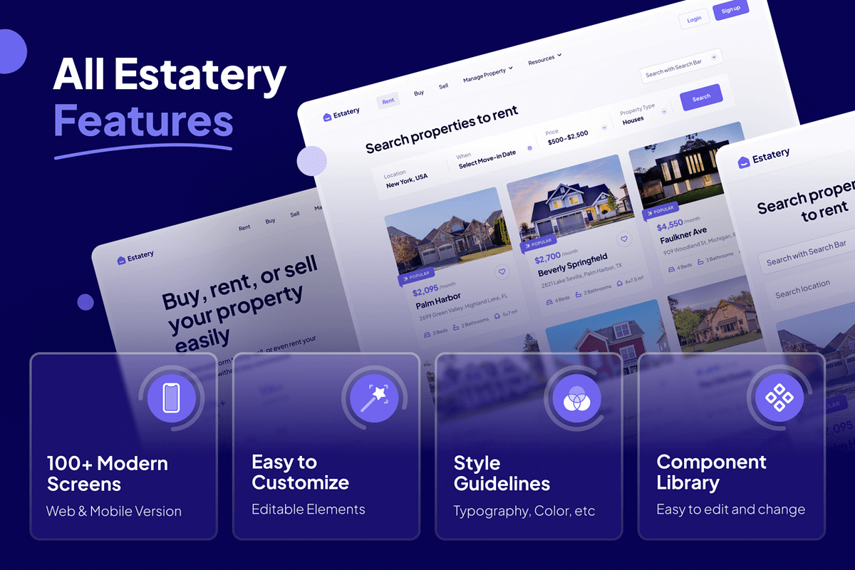 Estatery - Real Estate Web UI Kit, an UI Kit Template by dhuhacreative (Photo 3 of 8)