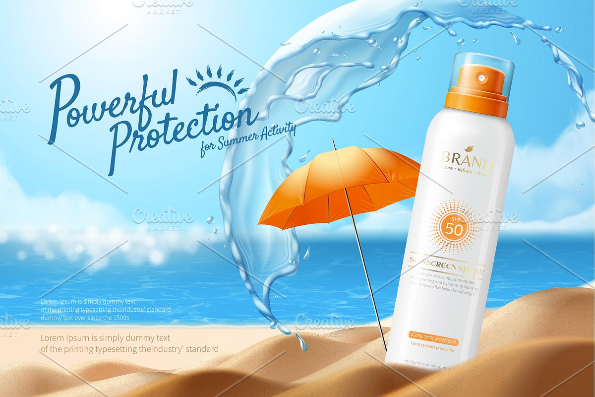 Sunscreen spray ads, a Flyer Template by TotallypicRF