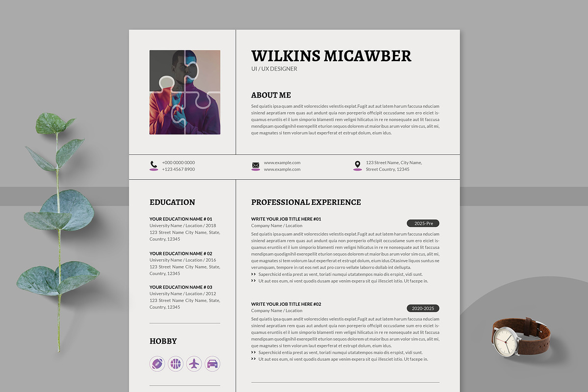 Modern Resume & CV Cover Template, a Resume Template by PixelStudio (Photo 4 of 7)