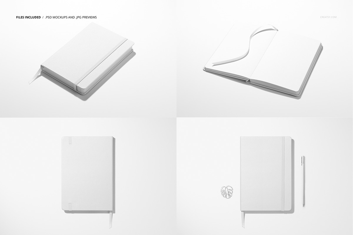 Leather Notebook Mockup Set, a Merchandise Mockup by creatsy5 (Photo 2 of 10)
