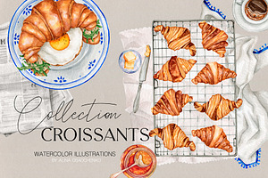 Watercolor Croissants Collection