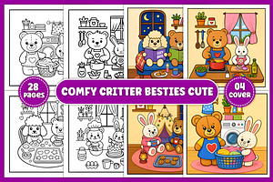 Comfy Critter Besties Cute Coloring, a Decorative Illustration by Design Station