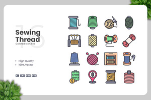 Sewing Thread Colored Icons, an Icon by Upnowgraphic