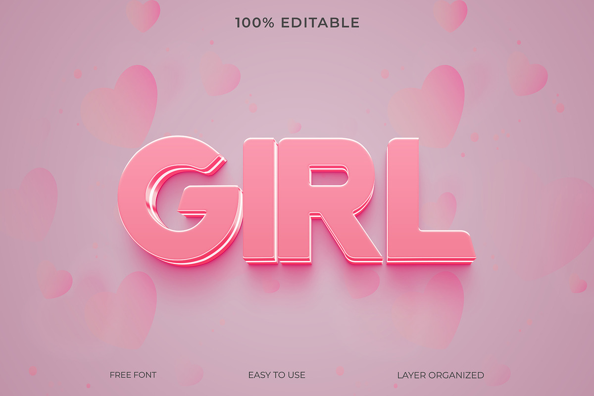 Glow Pink Girl 3D Text Effect Style, a Layer Style Add-On by Imamul001
