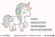 Pastel Unicorn Clipart Set, an Animal Illustration by Lapeticrafter (Thumbnail 6 of 8)