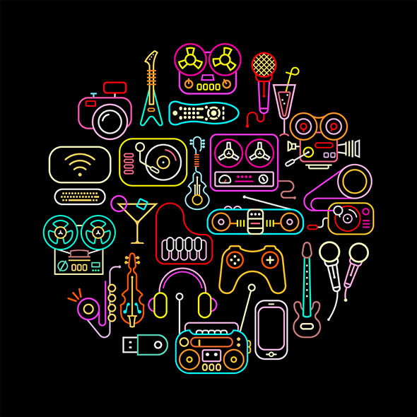 Home Electronics Neon by Danjazzia | Creative Market