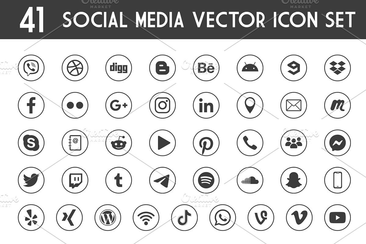 41 Icons Social Media Vector pack, an Icon by FourLeafLover (Photo 3 of 6)