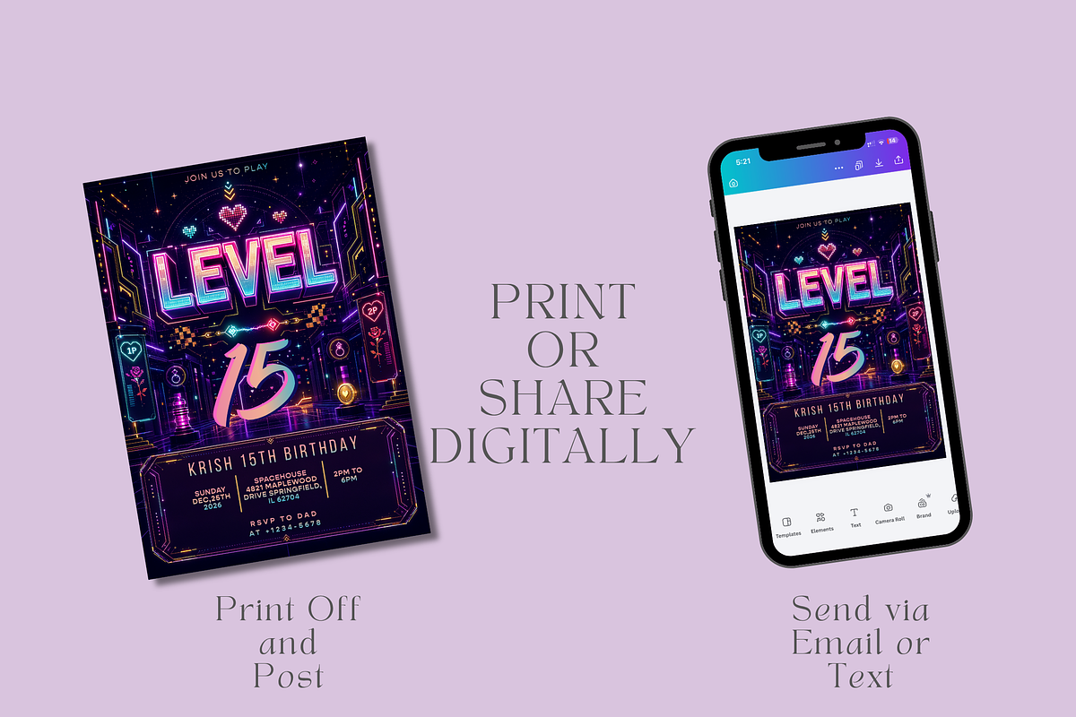 Gaming Birthday Invitation Template, an Invitation Template by InvitingStorys (Photo 8 of 11)