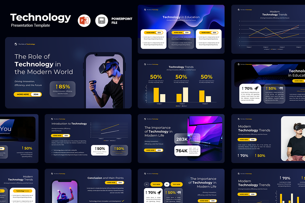Dark Gradient Technology PowerPoint, a Presentation Template by Iqsiart Studio (Photo 1 of 3)
