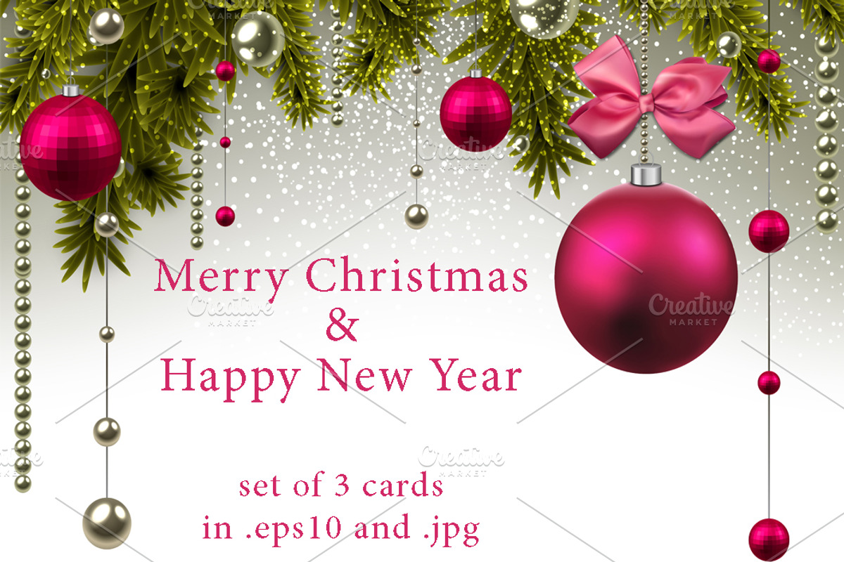 Christmas and New Year cards set, a Decorative Illustration by Vjom (Photo 1 of 4)