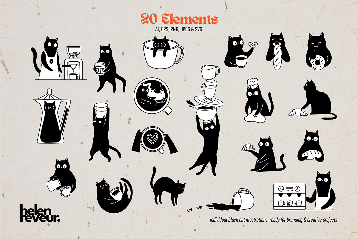 Whimsical Cats Café, an Animal Illustration by helenreveur (Photo 2 of 5)