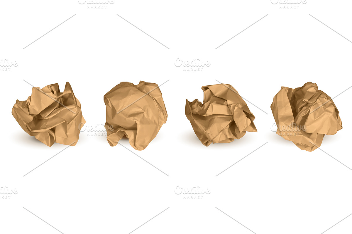 Realistic 3d crumpled paper balls, a Texture Illustration by Frogella