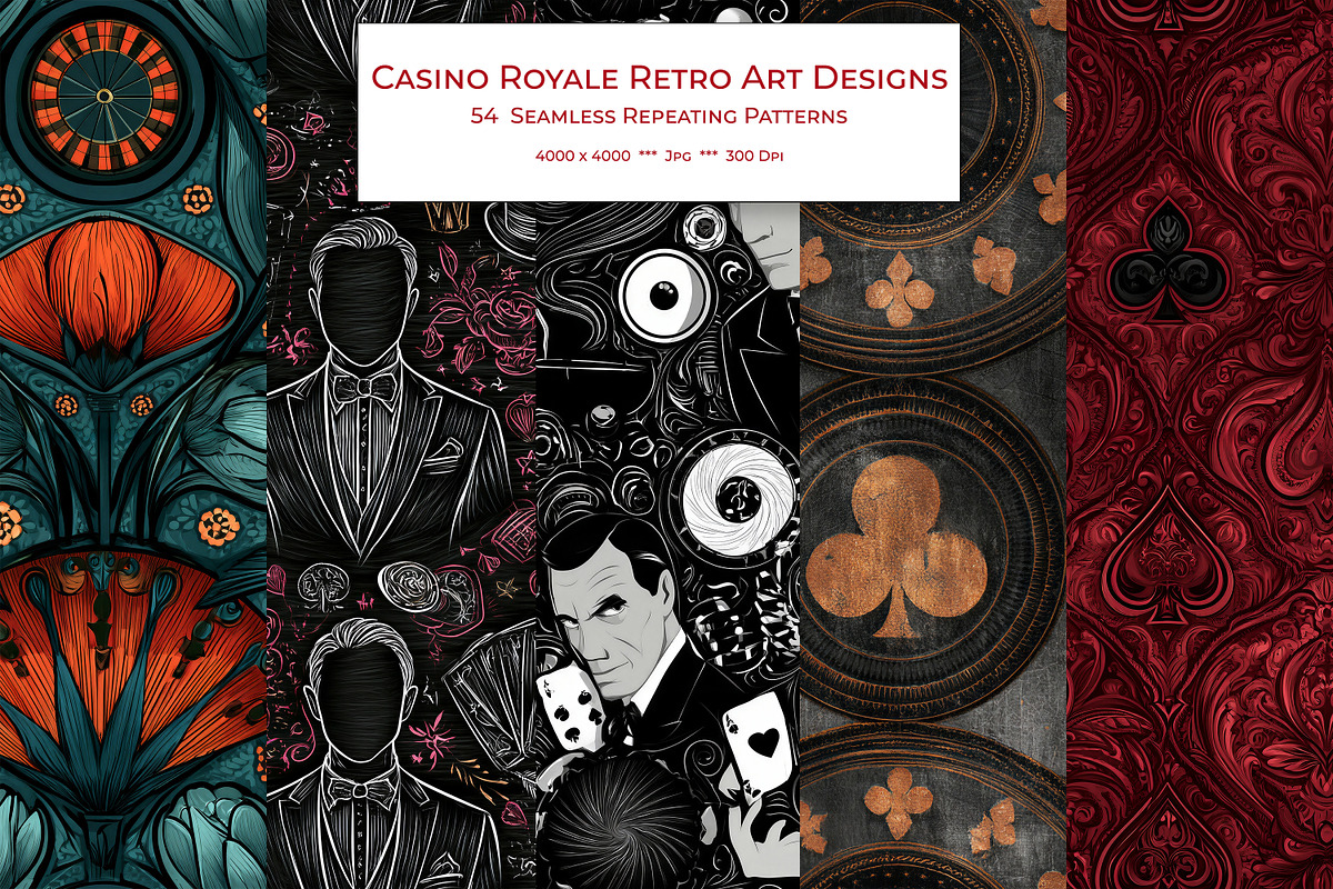 Casino Retro Art Style Patterns, a Pattern Graphic by karenfoleyphoto (Photo 1 of 11)