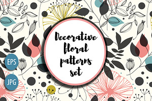 Decorative floral patterns set