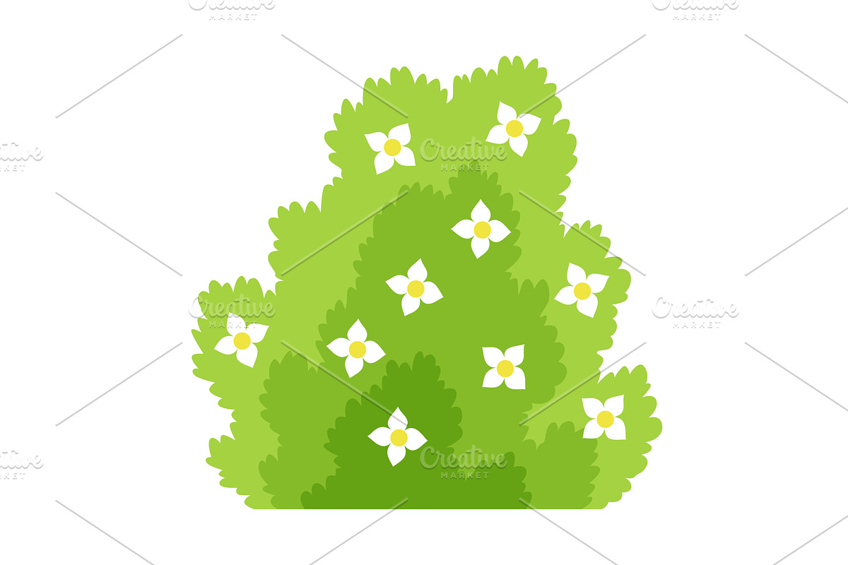 Bush with flowers icon. Cartoon, an Object Illustration by the8monkey