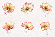 Watercolor Spring Cosmos Flowers Cli, an Illustration by CreationArt (Thumbnail 5 of 7)
