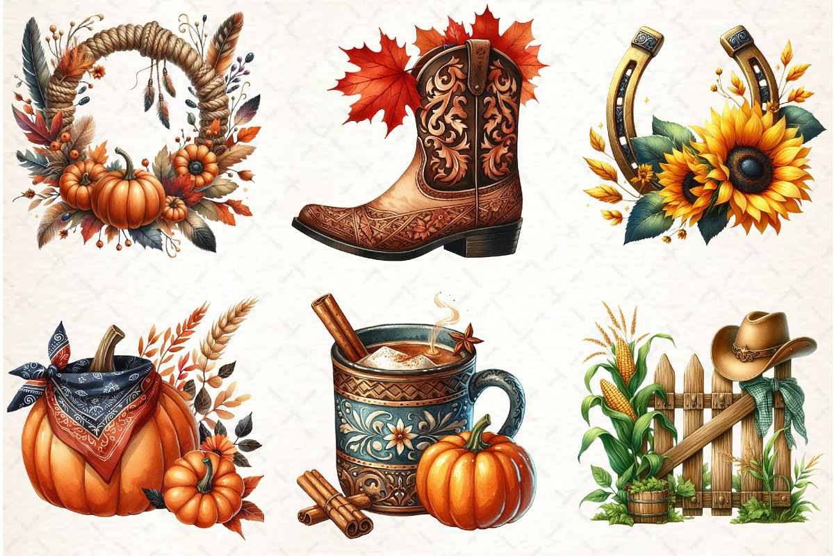 Cowboy Autumn Clipart, an Illustration by Libby Wishes (Photo 7 of 7)