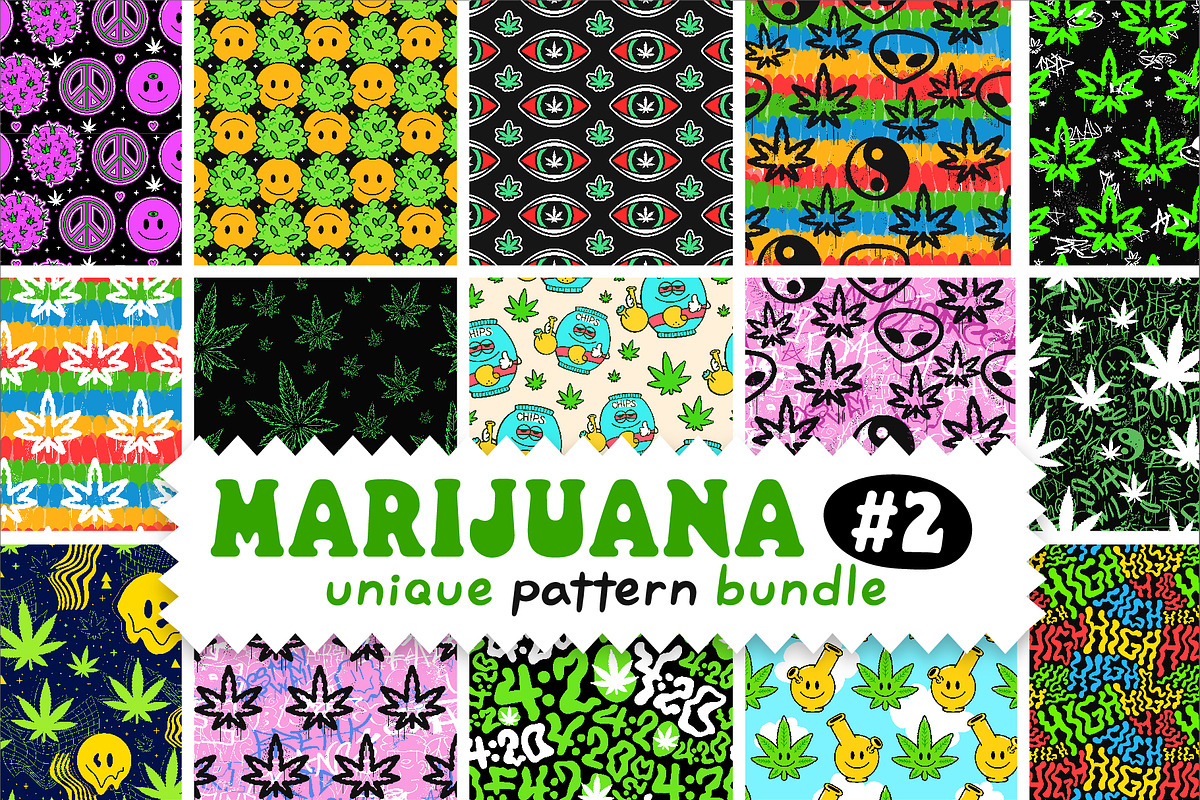 Marijuana Seamless Pattern Bundle 2, a Pattern Graphic by Slavko Kahovsky (Photo 1 of 9)