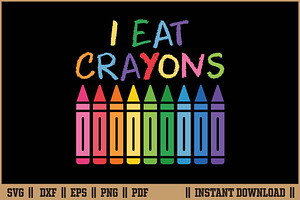 I Eat Crayons Funny Quote Design SVG, a Work Illustration by Handy Arts Studio