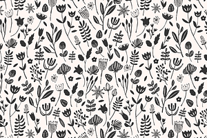 Folk Botanical Seamless Pattern