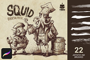 Squid Brush Pack for Procreate, a Brush Add-On by Frankentoon Store (Thumbnail 1 of 7)