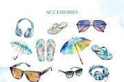Travel Watercolor Clipart Set, a Decorative Illustration by Arslan (Thumbnail 6 of 17)