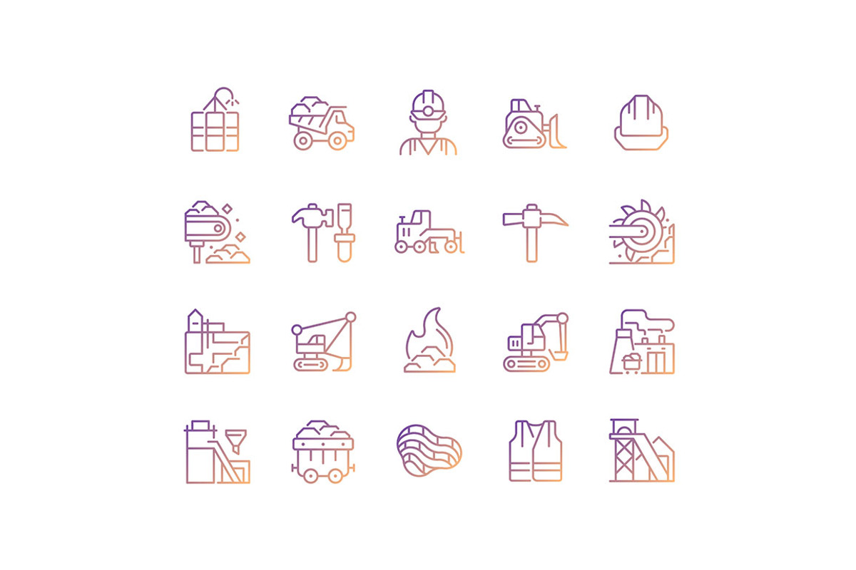 Coal mining pixel perfect gradient, an Icon by IMG Visuals