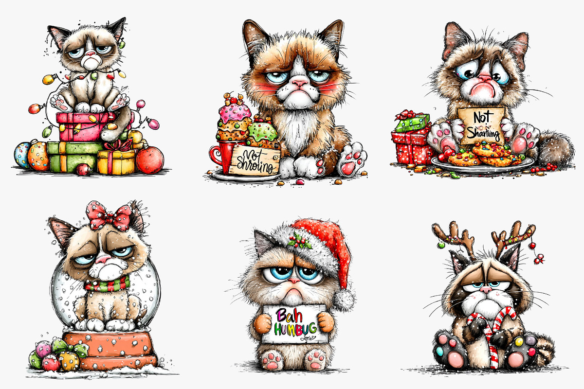 Quirky Christmas Gramphy Cat, an Illustration by CreationArt (Photo 2 of 4)