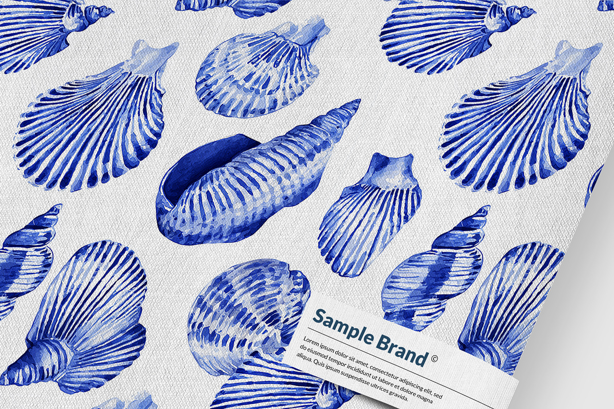BLUE SEA SHELLS Seamless Pattern, a Pattern Graphic by AYAKA Studio Co. (Photo 2 of 8)