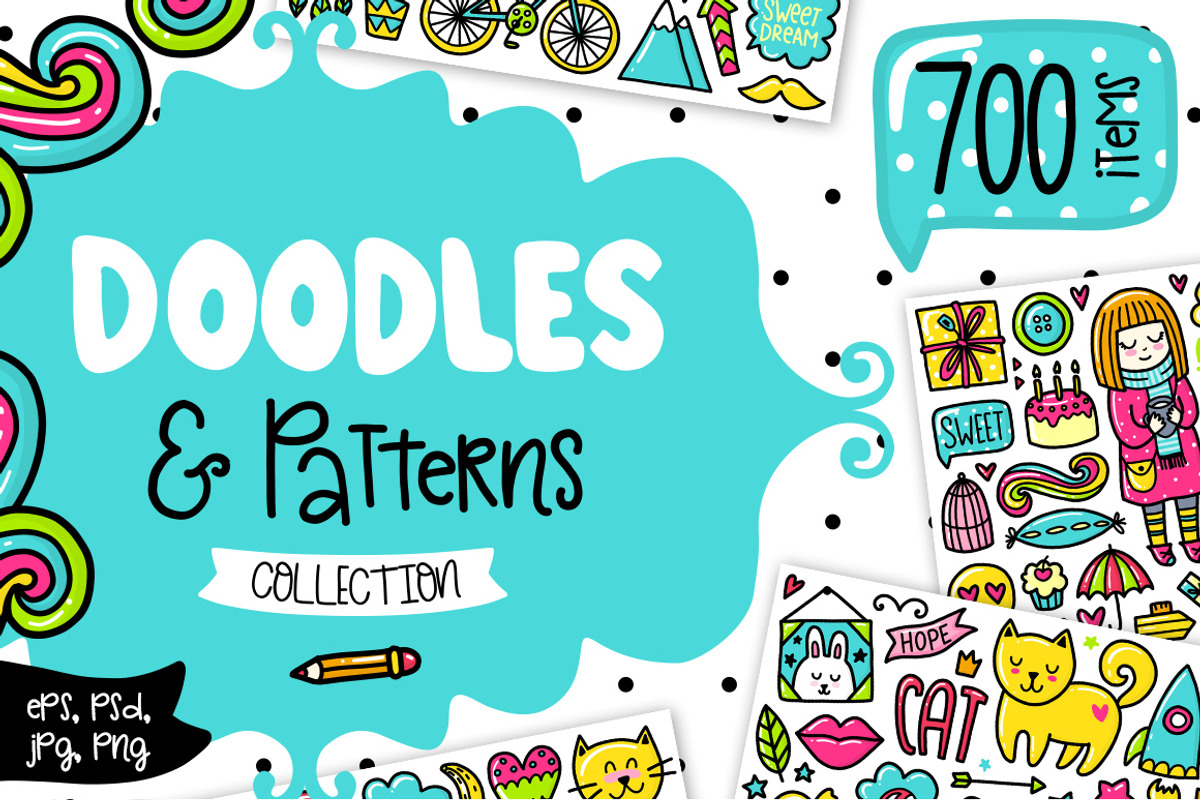 700 Doodles & Patterns - Clipart Set, an Object Graphic by Velliniki (Photo 1 of 5)