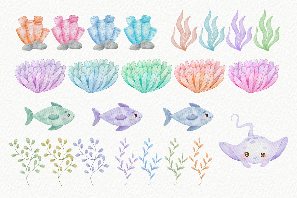 Under the Sea 2 Watercolor Clipart, an Animal Illustration by Estúdio Lin (Photo 3 of 7)