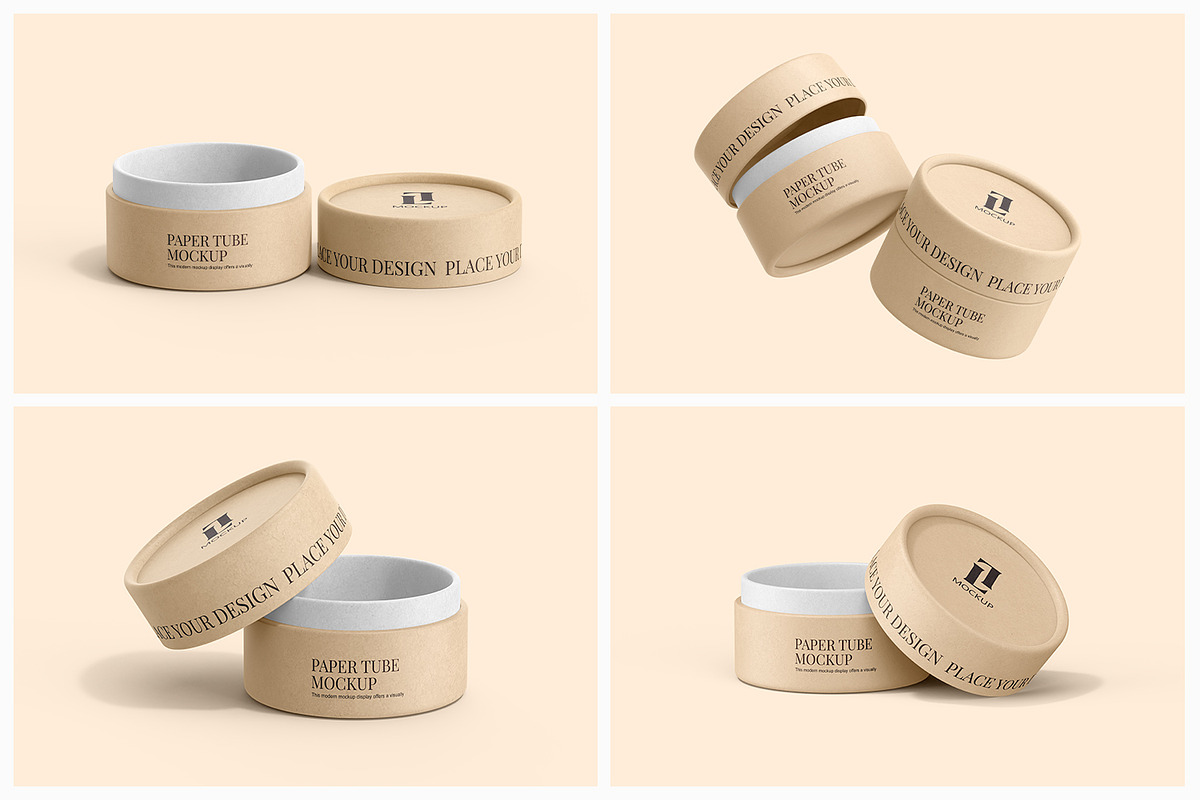 Kraft Cylinder Paper Tube Mockup, a Packaging Mockup by Ram Studio LLC (Photo 3 of 12)