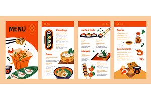 Asian food menu template. Restaurant, a Food Illustration by YummyBuum