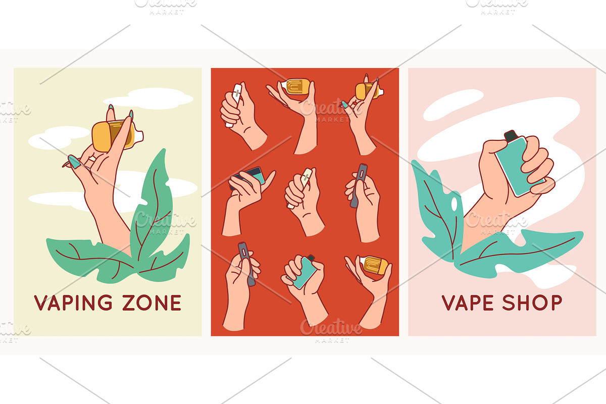 Vape pens cards. Male and female, a Person Illustration by YummyBuum
