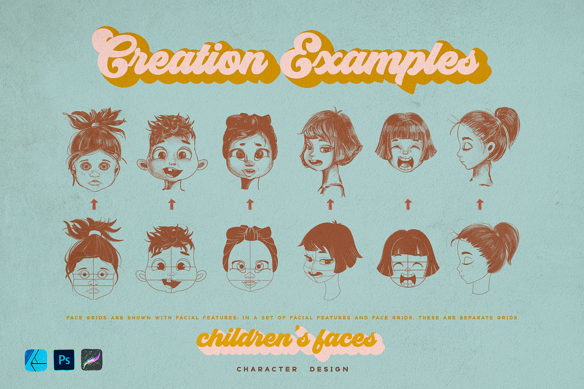 Cute Kids Grids for Procreate, a Brush Add-On by Spasibenko Art (Photo 6 of 11)