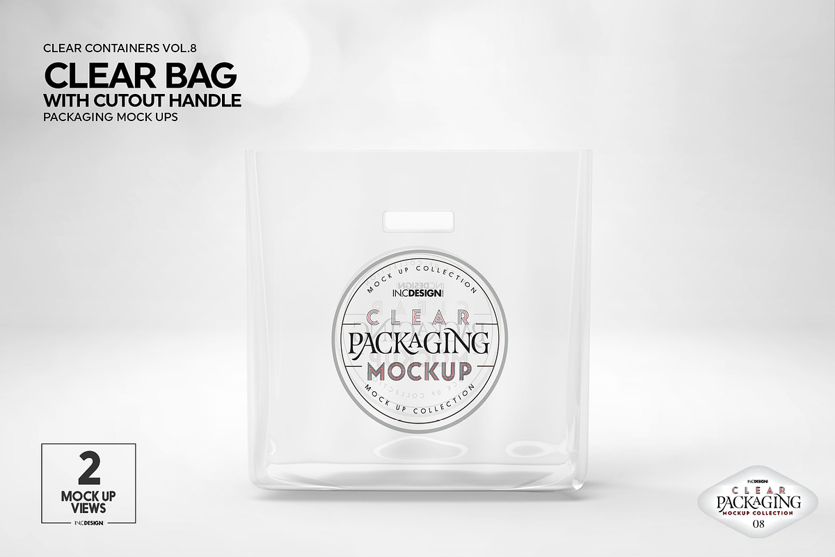 Clear Bag with Cutout Handles Mockup, a Packaging Mockup by INCDesign (Photo 4 of 10)