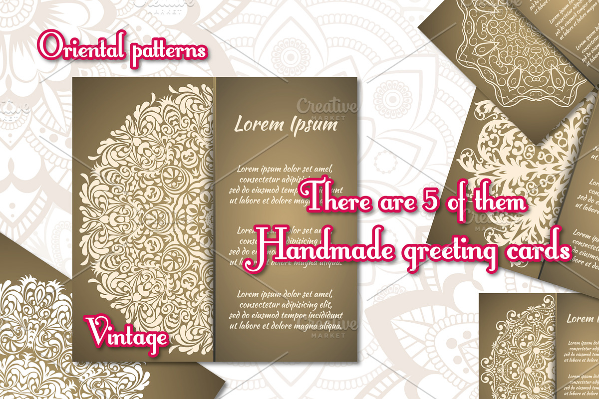 Vintage greeting cards with mandala, a Card Template by BEZIL-ART (Photo 2 of 7)