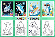 Funny Dolphin Coloring Pages, a Print Template by Wow Magic (Thumbnail 1 of 3)