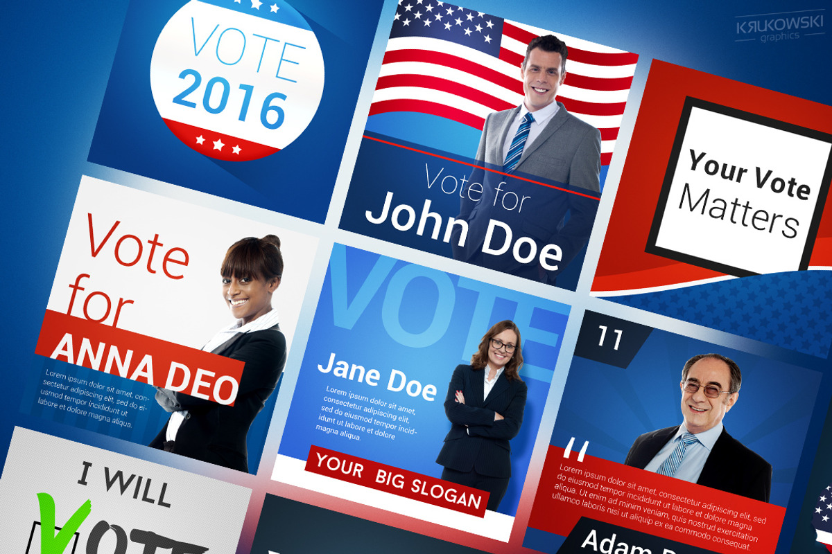 USA Election Social Media Banners, a Templates & Theme by Krukowski Graphics (Photo 1 of 3)