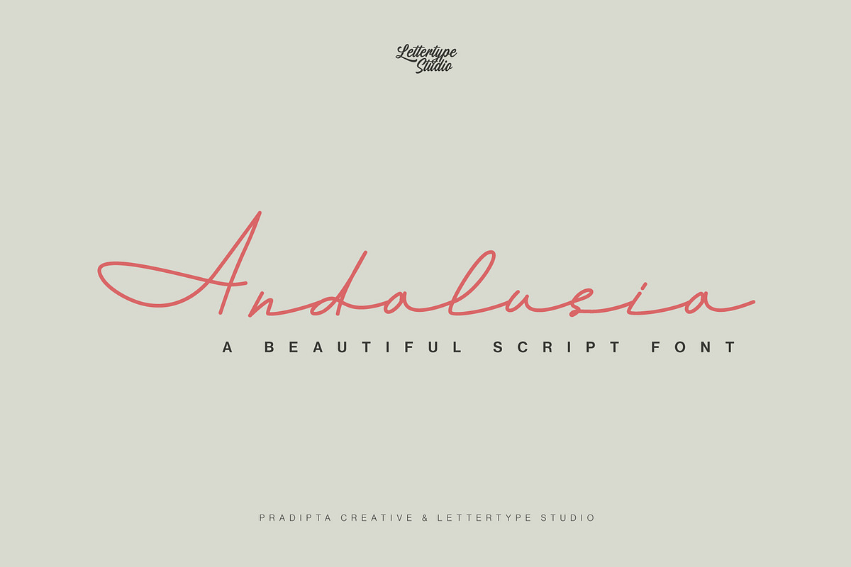 Andalusia a Beautiful Script Font, a Script Font by Lettertype Studio (Photo 1 of 19)
